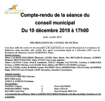 COMPTE RENDU DU 10.12.2019